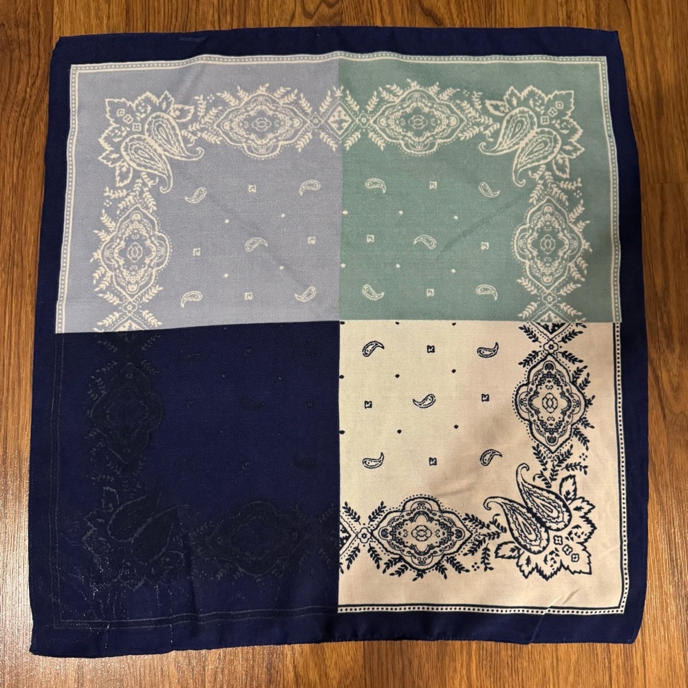 Sonoma Patchwork Paisley Panel Curtain Accent - Navy, Light Blue, Teal, Cream